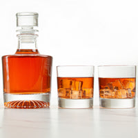 Load image into Gallery viewer, Round Decanter Sun Burst Design with Rocks Glasses
